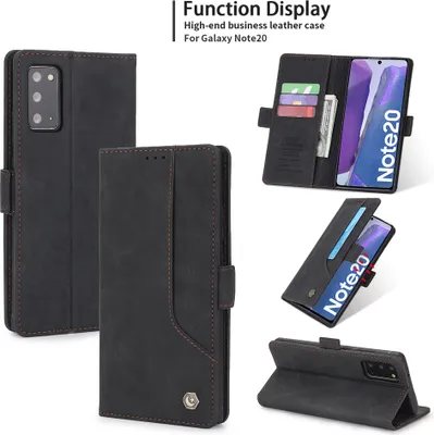 Produktbild von Galaxy Note 20 Hülle, LaimTop Retro Kunstledertasche Schutzhülle mit Kartenfach Standfunktion für Samsung Galaxy Note 20 / Note 20 5G Schwarz