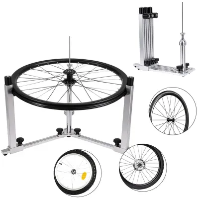 Produktbild von Fahrrad-Laufrad-Montageständer / Zentrierständer – Reparaturwerkzeug aus Aluminiumlegierung: drehbar, klappbar und verstellbar, für Naben Speichen