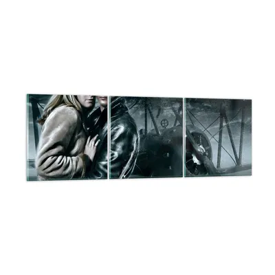 Produktbild von Bilder auf glas - Liebe Paar Avionik Flugzeug klassisches Flugzeug - 150x50cm - Glasbilder - Wandbilder - Kunstdruck - Wanddekoration aus Glas - Glas Bilder - Wandbild auf Glas - GCA150x50-0313