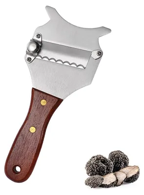 Truffelschneider aus Edelstahl, verstellbar, mit Holzgriff