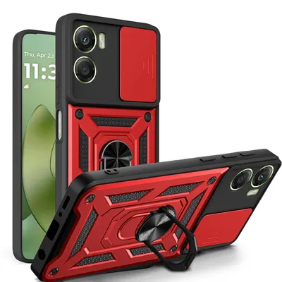Produktbild von Outdoor Panzer Hülle für Motorola Moto G06 / G06 Power Handyhülle mit Kameraschutz Ringhalter Rot