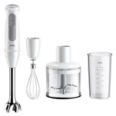 Produktbild von Braun Stabmixer, 1000 W, 21 Geschwindigkeitsstufen, Edelstahl, Mixbecher und Zerkleinerer