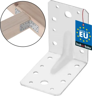 Produktbild von KOTARBAU® Winkelverbinder 90x90x65mm verzinkter Stahl mit Sicke Metallwinkel 90 Grad Silber Holzverbinder Schwerlastwinkel Holzwinkelverbinder