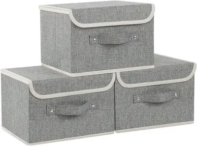 Produktbild von Famanu Aufbewahrungsboxen Set aus 3 Baumwolle und Leinen – waschbar und faltbar