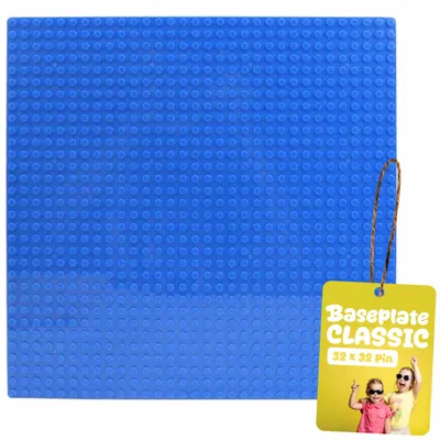Produktbild von Bauplatte 32x32 Noppen für Bausteine, Grundplatte kompatibel mit allen führenden Marken, 25,5 x 25,5 cm, EVI KIDS, Blau