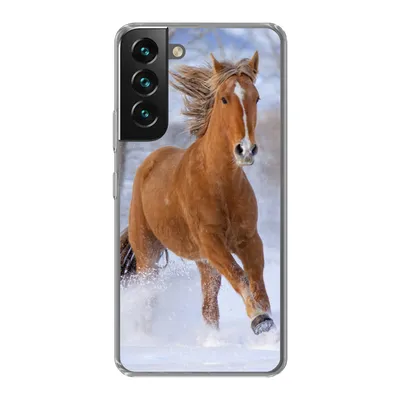 Produktbild von MuchoWow® Handyhülle Schutzhülle Hülle für Samsung Galaxy S22 Pferd - Schnee - Braun Silikon Softcase Handy Hülle - Mobiltelefonhülle