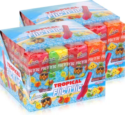 Produktbild von Flic'n'lic Lutscher Tropical 24 Stück 336g - Doppelter Fruchtgeschmack (2er Pac