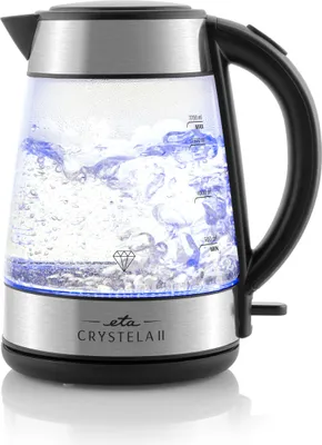 Obrázek produktu pro Eta Crystela II, 1,7 l, 2200 W, Černá, Nerezová ocel, Průhledná, Sklo, Indikátor úrovně vody, Zabezpečení proti přehřátí