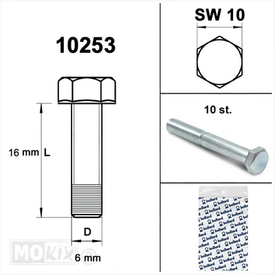 Immagine prodotto di Vite M 6 x 16 zinco 8.8 (10 pezzi)
