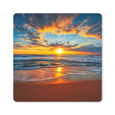 Produktbild von MuchoWow® Mauspad Mousepad Meer - Sonnenuntergang - Strand - Wolken - Orange 20x20 cm - Mousepads - Maus Mat - Pad - Mausunterlage - Desk Mat - Bureauartikeln