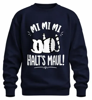 Imagen del producto de Mi Mi Mi Halt's Maul Katze Mittelfinger: Sudadera con estampado sarcástico, color azul marino, talla L