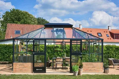 Produktbild von Gewächshaus JULIANA Grand Oase 18,8 m² 3 mm Sicherheitsglas für Mauerfundament 368 x 511 cm anthrazit/schwarz