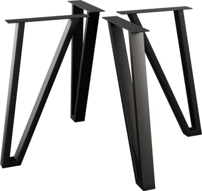 Image de MetaloPro 4x Pieds de table en métal, piètements de table stables, pieds de table noirs, piètements de table pour salle à manger, pieds en métal, hauteur 72 cm