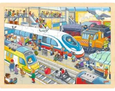 Obrázek produktu pro Goki puzzle nádraží dřevěná hračka puzzle pro děti