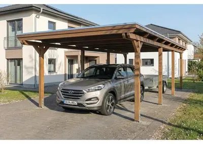 Produktbild von Einzelcarport SKAN HOLZ Emsland inkl. EPDM Folie, Pfostenanker 402 x 846 cm nussbaum
