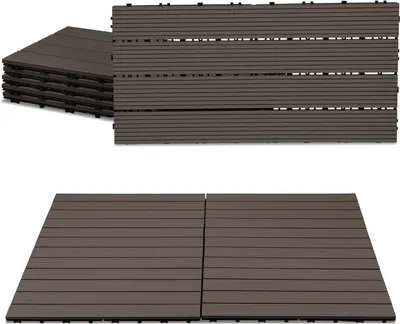 Immagine prodotto di TolleTour 30 pezzi=5 m² piastrelle per patio piastrelle per balcone piastrelle WPC per balcone giardino marrone scuro 30x60cm