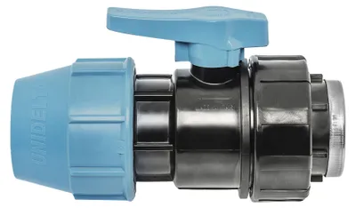 Produktbild von Unidelta PP Kugelhahn mit Klemmverschraubung 63mm x 2" und Innengewinde für PE-Rohre – Absperrhahn für Wasserleitung & Bewässerung - Klemmfitting Klemmverbinder