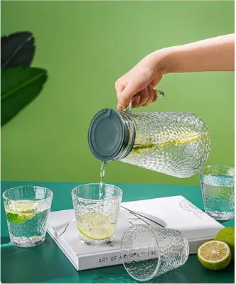 Image de 1,8 litre pichet carafe 6 verres 250ml chacun verre à boire limonade eau 7 pcs set