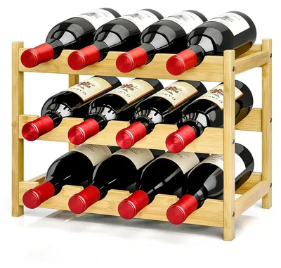 Bambus-Weinregal 3-stufig für 12 Flaschen, natur