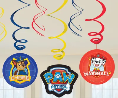 Obrázek produktu pro 6 vířivých dekorací, závěsných Paw Patrol 2018 fólie / papír 61 cm