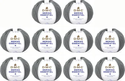 Immagine prodotto di 10 gomitoli di filato DMC Merino Essentiel-4: un fil morbido di peso Aran composto per il 50% da Lana e per il 50% da acrilico, codice 8149, (colore 891)