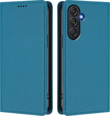 Produktbild von Handyhülle für Samsung Galaxy M54 5G, Kunstleder Klapphülle Stoßfeste Magnetische Hülle mit Ständer Blau