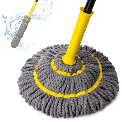 Imagen del producto de Mopa con sistema de centrifugado, con un mango de 146 cm, de microfibra, ideal para suelos duros