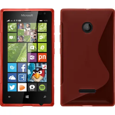 Produktbild von PhoneNatic Case kompatibel mit Microsoft Lumia 435 - rot Silikon Hülle S-Style + 2 Schutzfolien