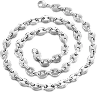 Image de AFSTALR Collier grain de café pour homme acier inoxydable 6/9/11mm argent 51/56/61CM