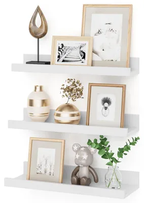 Produktbild von Wandregal 40 cm weiß, 3er Set, MDF Holz, für Wohnzimmer
