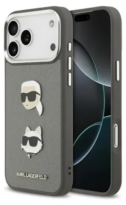 Obrázok produktu pre KARL LAGERFELD case passend für IPHONE 17 Pro Max KLHCP17XPSFDHPOG (FW GrainedPolyuretánW/ K&C Heads Pin & Logo) gray