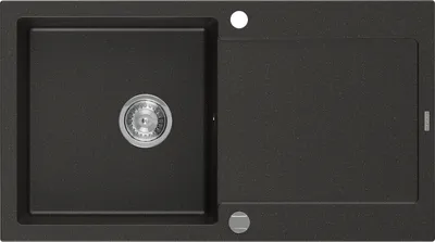 Produktbild von Mexen Leo Granitspüle mit einem Becken und einer Abtropffläche 900 x 500 mm, Schwarz/Gold Metallisch - 6501901010-75