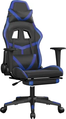 Produktbild von vidaXL Gaming-Stuhl mit Fußstütze Schwarz und Blau Kunstleder