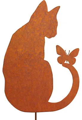 Rost-Katzenfigur, 30 cm, Metall, für Außen