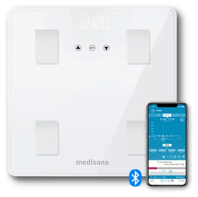 Obrázok produktu pre Medisana BS 414, Elektronická osobná váha, 180 kg, 100 g, Biela, kg, lb, ST, Štvorec