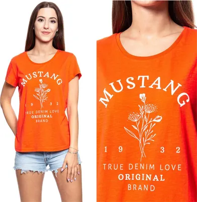 Produktbild von MUSTANG Damen, T-Shirt ALINA C PRINT, S, Orange, sport, tshirt, shirt