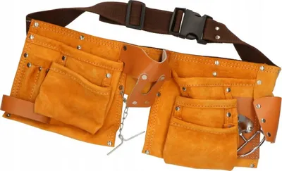 Produktbild von Werkzeuggürtel Leder - 11 Fächer - Werkzeuggürtel - ToolPack - Werkzeugschürze - Doppelschürze - Hammerhalter - Professional - Luxury
