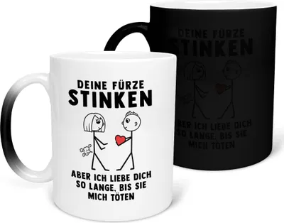Produktbild von 22Feels Zaubertasse Frauen Jahrestag Geschenk Hochzeitstag Ehefrau Freundin Deine Fürze Stinken Kaffetasse Erster Hochzeitstag Valentinstag für Sie Geburtstag Weihnachten Haferl Geschenkidee Kaffeetasse Farbwechsel
