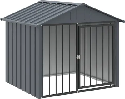 Image de vidaXL Niche pour chiens avec toit Noir 117x103x102 cm Acier galvanisé