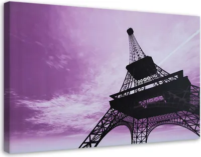 Produktbild von Leinwandbild eiffelturm - die stadt paris 100x70 cm Feeby lila wandbild bereit zum aufhängen