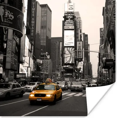 Produktbild von MuchoWow® Poster Times Square - Taxi - Gelb 100x100 cm - Babyzimmer