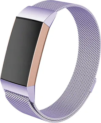 Produktbild von Armband für Ihre Fitbit Charge 3 & 4 Ersatzarmband Edelstahl fein gewebtes Milanaise für Damen + Herren FLIEDER LILA VIOLETT