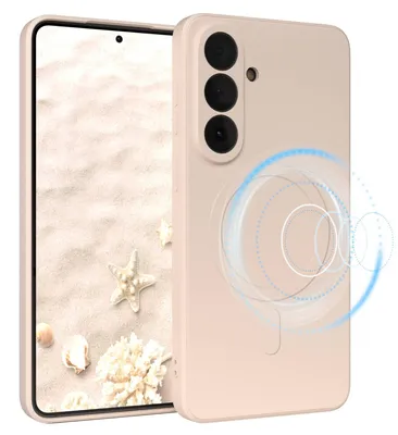 Obrázok produktu pre EAZY CASE – silikónové puzdro MagSafe pre Samsung Galaxy S26 Plus, silikónové puzdro, mäkké, nárazuvzdorné magnetické puzdro na mobil, ochranné puzdro s ochranou fotoaparátu, TPU rámček v prírodnej farbe