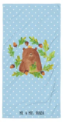 Produktbild von Mr. & Mrs. Panda Strandtuch Bär König - Blau Pastell - Geschenk, Teddy, Duschtuch XL, Vater, Daddy, Papa, Badehandtuch, Dad, Vatertag, Handtuch, Reisehandtuch