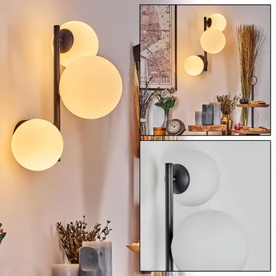 Produktbild von Isorella Wandlampe aus Metall/Glas in Schwarz/Weiß/Milchglas