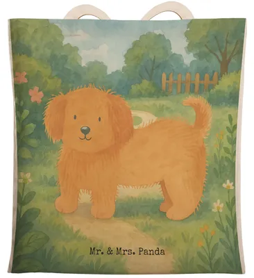 Produktbild von Mr. & Mrs. Panda shopping bag Hund Flauschig Design - Weiß - Geschenk, Einkaufstasche, Süß, Tote, Tasche, Sprüche, Niedlich, Stoffbeutel, Beutel, Hunde