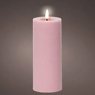 Produktbild von Lumineo LED Wachskerze Pink hellrosa Ø 7 cm Höhe 19 cm - warmweiß