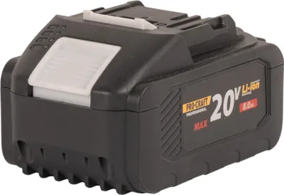 A black battery pack with white and yellow accents, set against a white background.