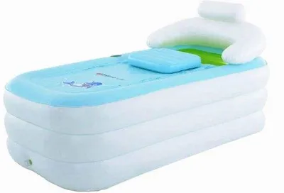 Produktbild von Famanu Aufblasbare Badewanne für Erwachsene - Weiß, mit Fußpumpe