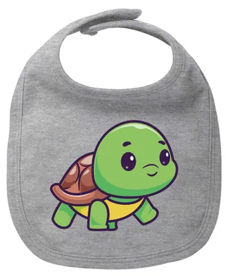 Produktbild von Huuraa Baby Lätzchen Baby Schildkröte Comic Heather Grey Klettverschluss Baumwolle Latz Geschenkidee